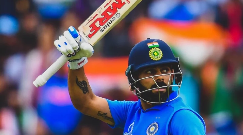 virat kohli in world cup 2019 stading in front of trianga